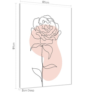 Pink Black Floral Line Drawing Floral Canvas Art Pictures