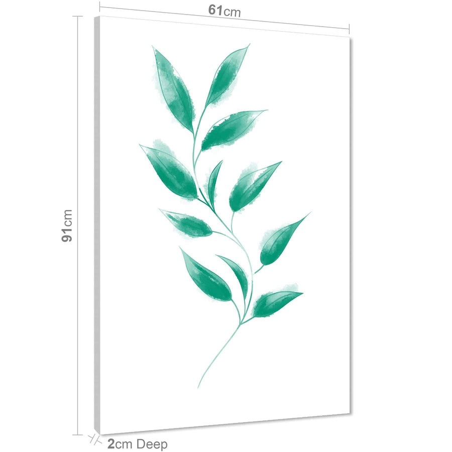 Emerald Green Vine Leaves Floral Canvas Wall Art Print