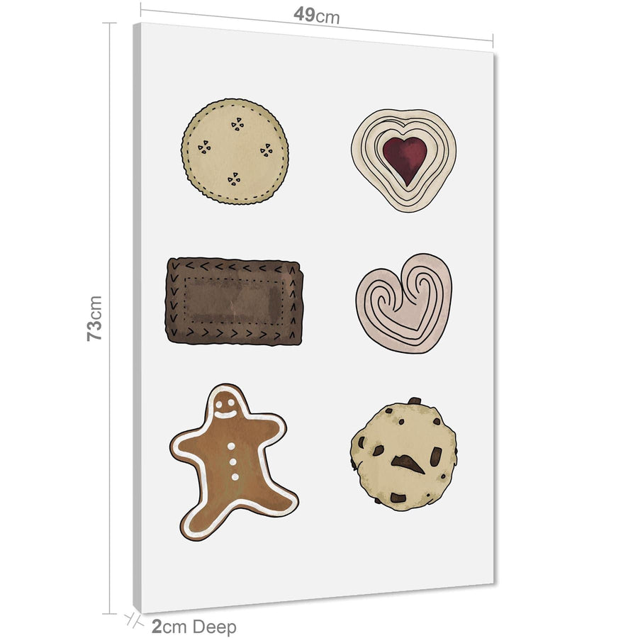 Kitchen Canvas Wall Art Picture Biscuit Selection Brown White