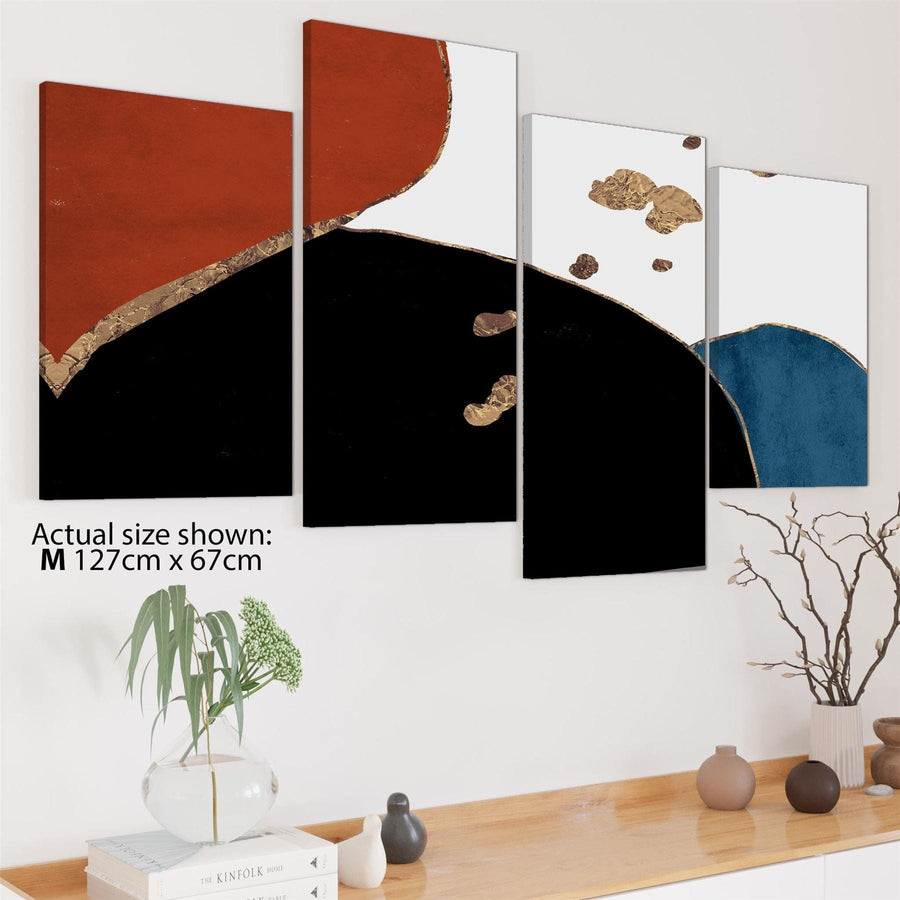 Abstract Red Black Turquoise Design Canvas Wall Art Picture