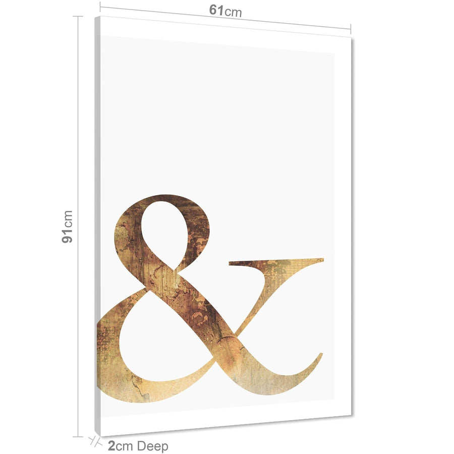 Ampersand And Word Art - Typography Canvas Print Brown