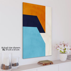 Abstract Blue Orange Triangles Canvas Wall Art Print