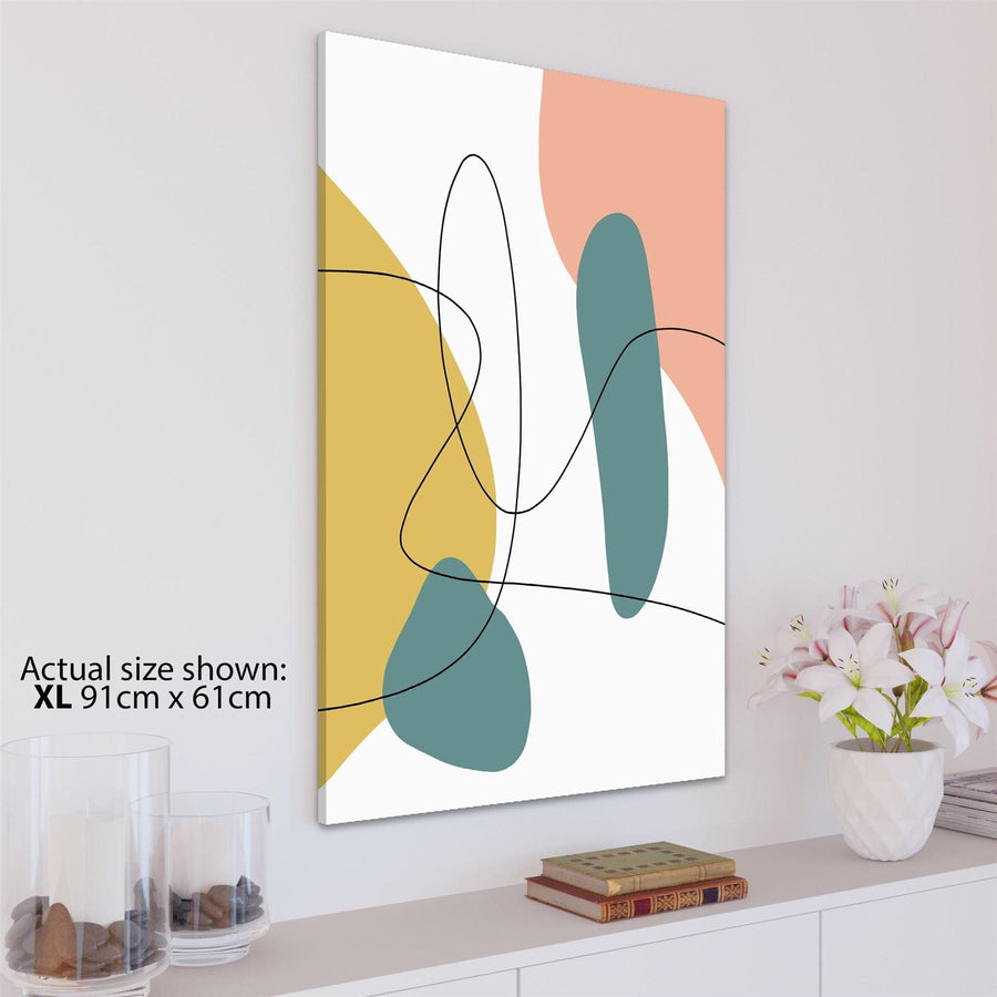 Abstract Yellow Teal Watercolour Canvas Art Pictures