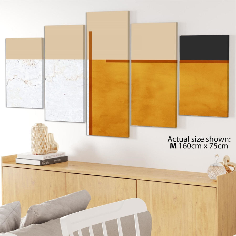 Abstract Orange Black Watercolour Canvas Wall Art Picture