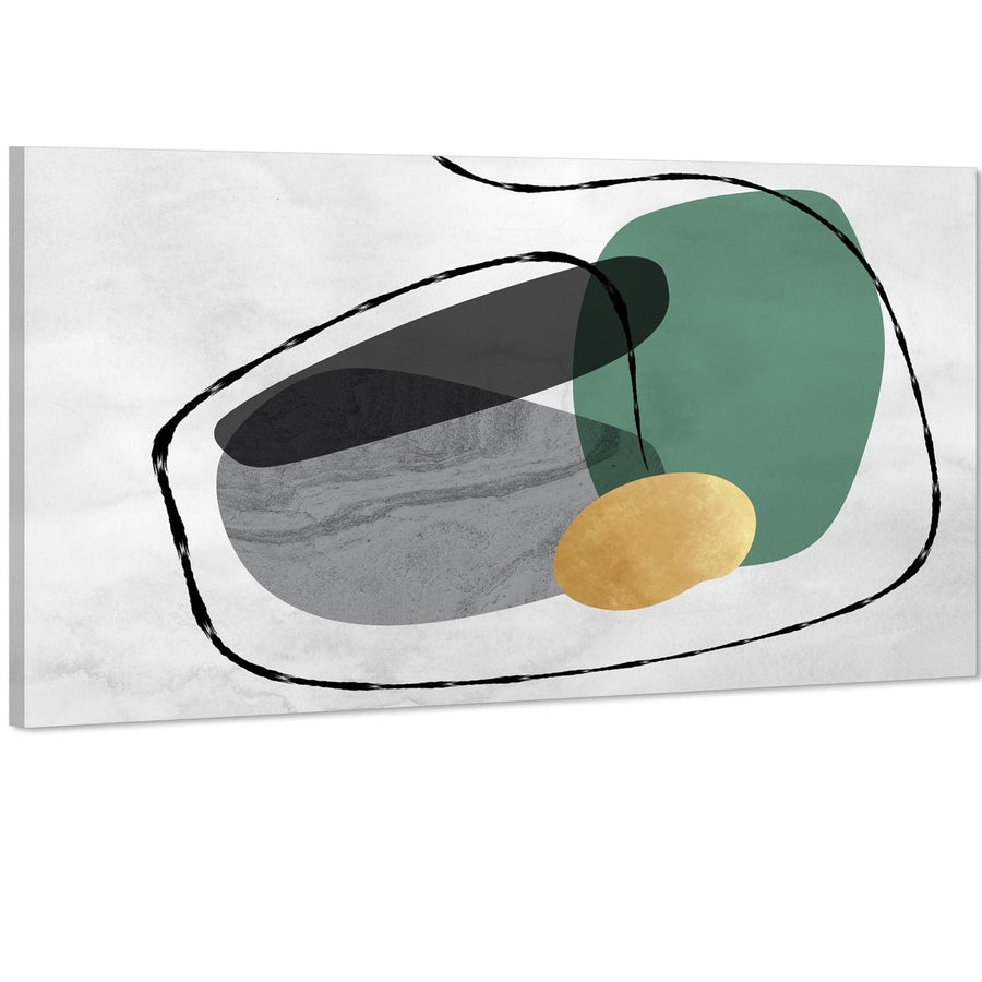 Abstract Green Grey Stones Design Canvas Wall Art Picture