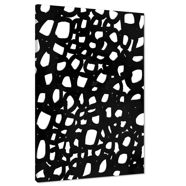Abstract Black and White Honeycomb Painting Canvas Wall Art Print - 1830