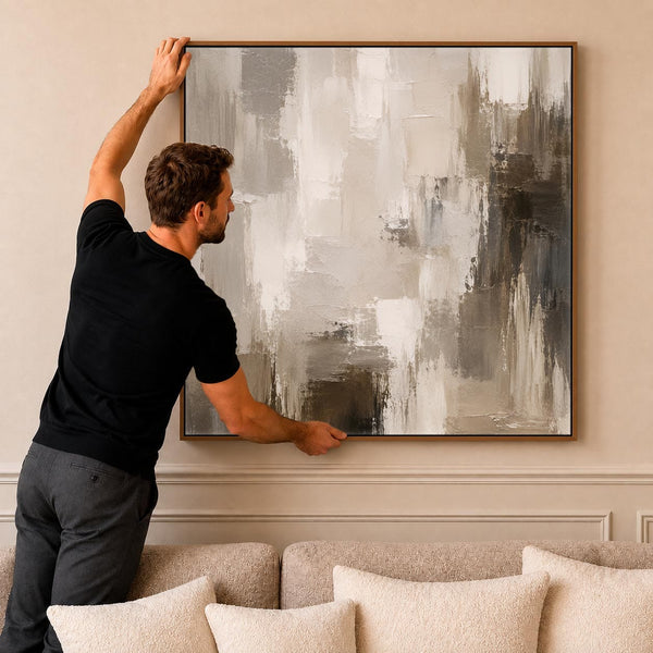 Dark Brown Cream Framed Art Print | Espresso Abstract Canvas