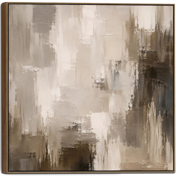Dark Brown Cream Framed Art Print | Espresso Abstract Canvas