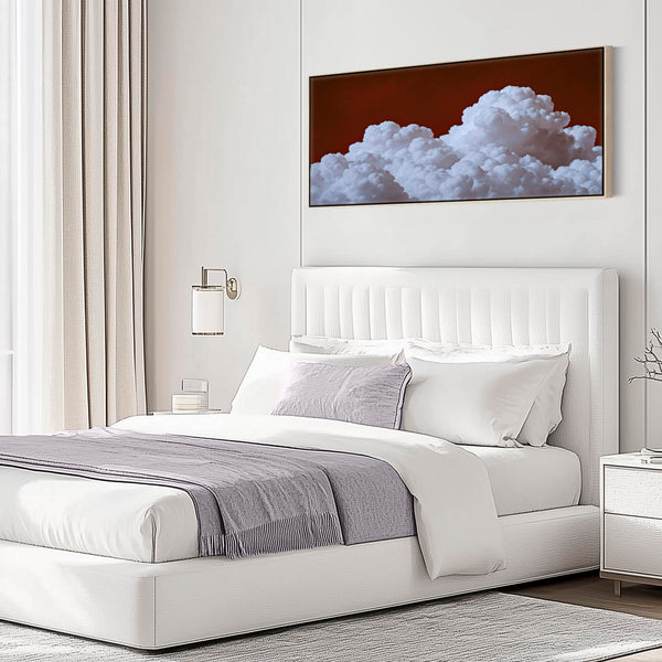 Wide Dark Red Clouds Burgundy Panoramic Wall Art Canvas