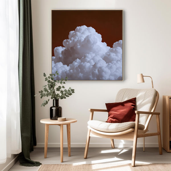Dark Red Clouds Burgundy Framed Wall Art Canvas