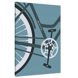 Cycling Canvas Art Prints Turquoise Black and White