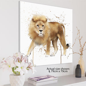 Lion Canvas Wall Art Picture - Brown