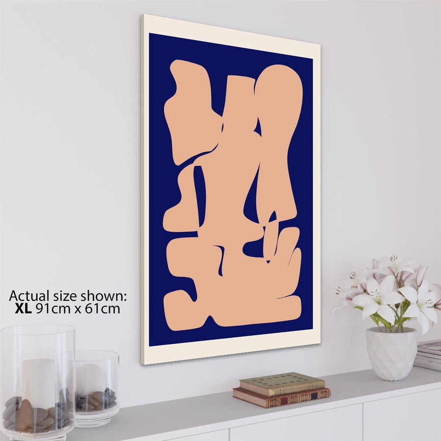 Abstract Coral Navy Blue Painting Canvas Art Prints