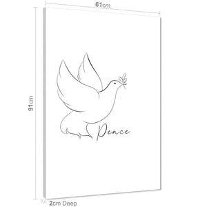Peace Dove Quote Line Drawing Word Art - Typography Canvas Print Pink