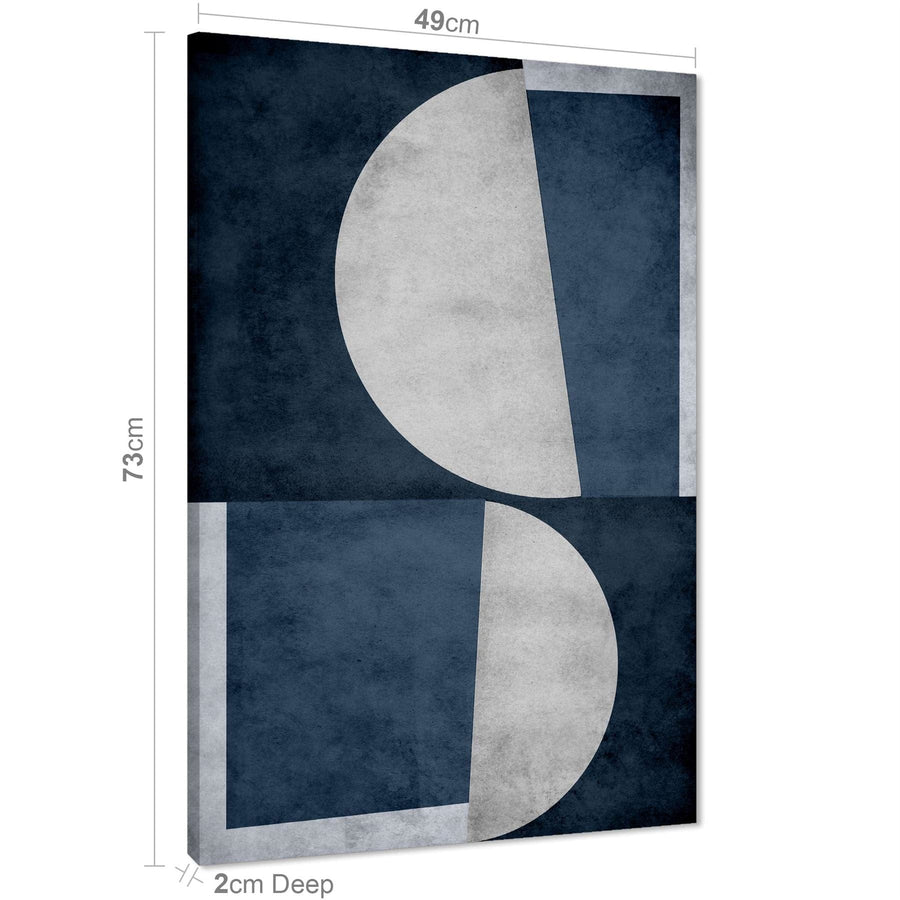 Abstract Navy Grey Watercolour Canvas Wall Art Print