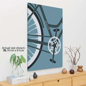 Cycling Canvas Art Prints Turquoise Black and White