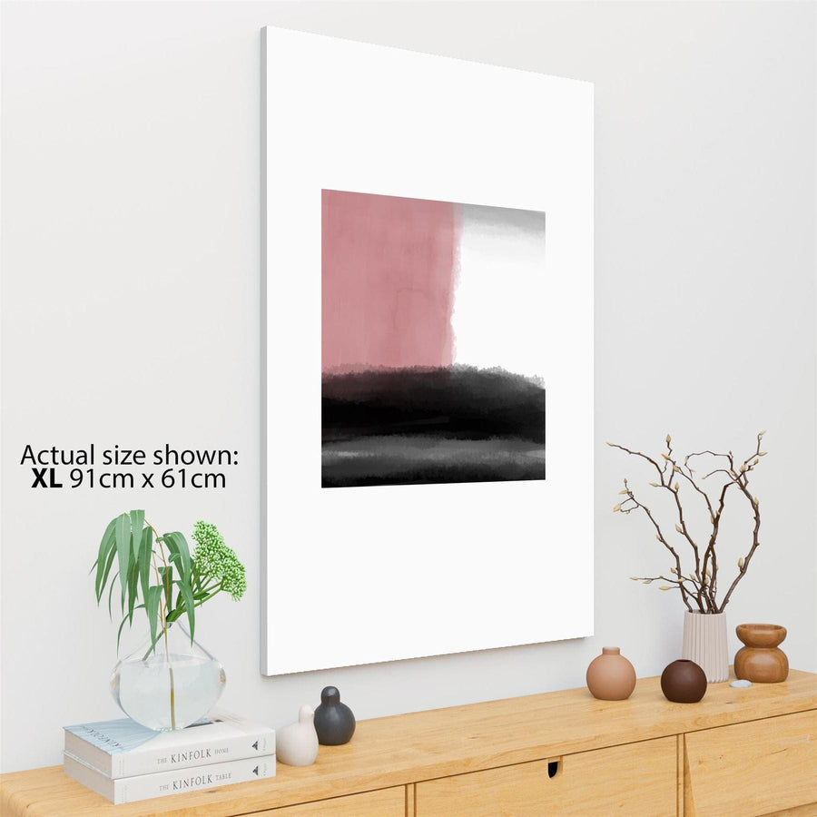 Abstract Blush Pink Black Artwork Canvas Wall Art Picture