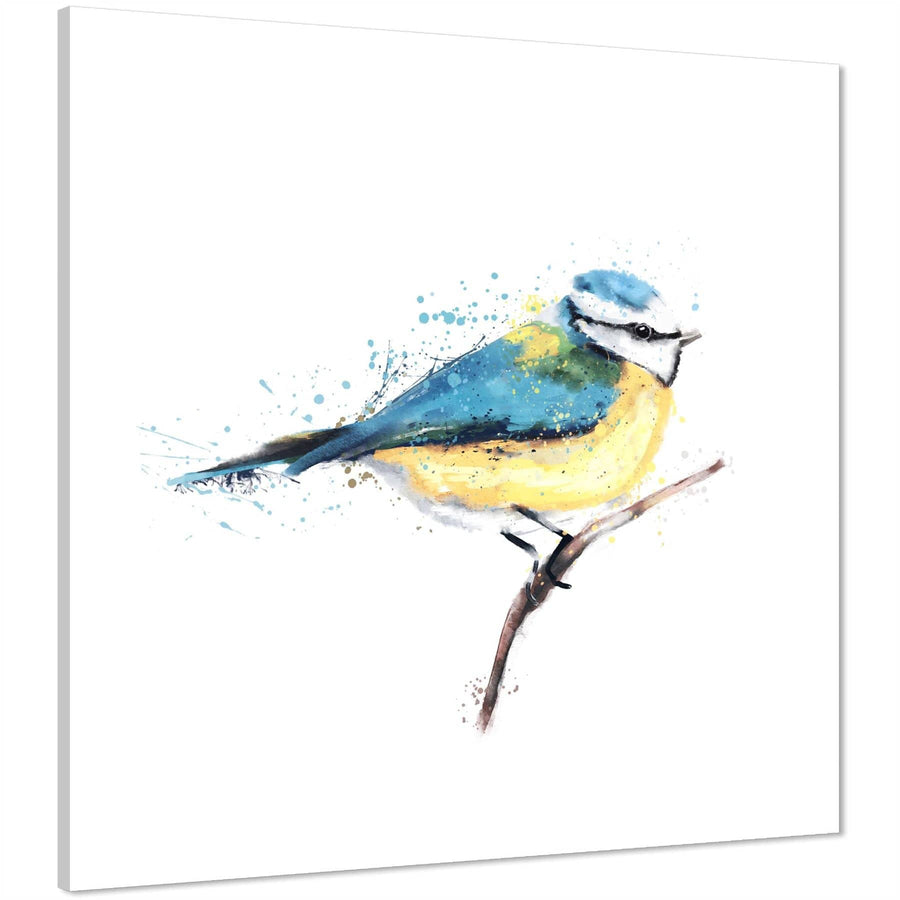 Blue Tit Canvas Art Prints - Teal Yellow