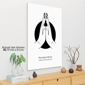 Hands - Namaskara Mudra Canvas Wall Art Picture Black and White