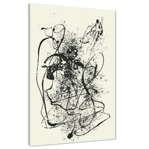 Abstract Black Cream Pollock Inspired Style Framed Art Prints