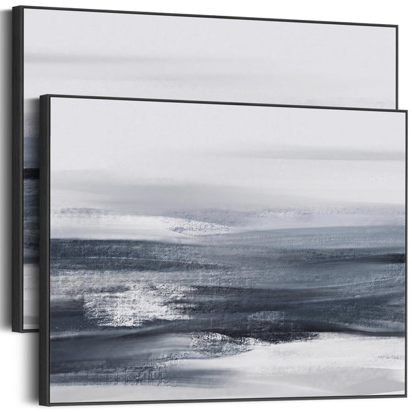 Extra Large Blue Grey Abstract Framed Wall Decor Canvas Prints Deep Ocean