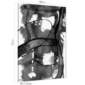 Abstract Grey White Black Watercolour Painting Canvas Wall Art Picture