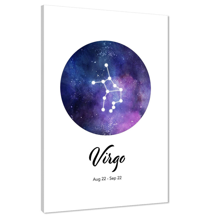 Astrology Zodiac Sign Virgo Canvas Wall Art Picture Blue - 1RP951M