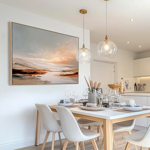Extra Large Living Room Framed Artwork on Canvas - Ochre Shores