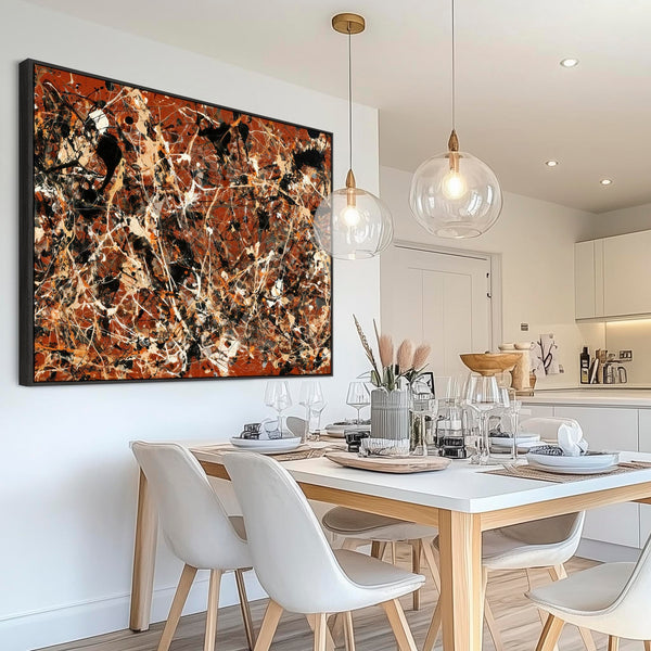Large Abstract Rust Lounge Art - Framed Canvas for Living Room