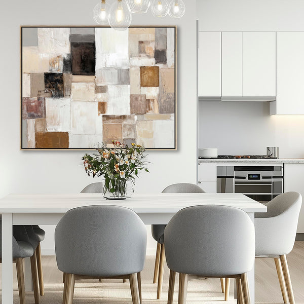 Large Dining Room Framed Artwork on Canvas - Stone Oak Earth