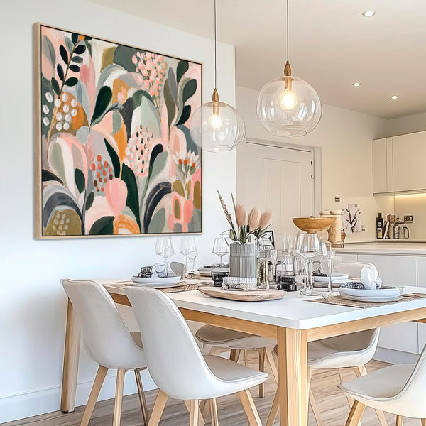 Living Room Framed Canvas Art - Colourful Lounge Artwork