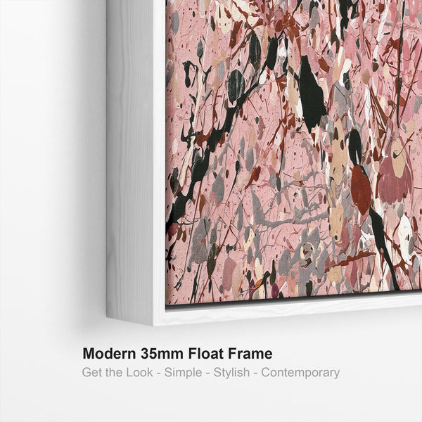 Pink Bedroom Wall Art Canvas - Framed Dusty Rose Print over Bed