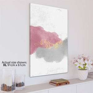 Abstract Pink Grey Yellow Clouds Watercolour Canvas Art Pictures