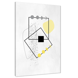 Abstract Yellow Grey Squares and Lines Canvas Art Prints