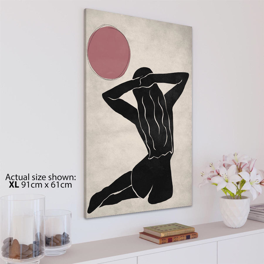 Blush Pink Black Figurative Sun Goddess Canvas Art Prints
