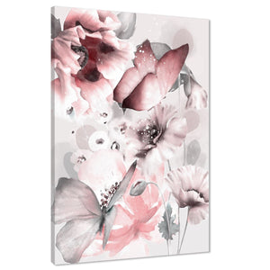 Blush Pink Grey Flowers Floral Framed Art Prints