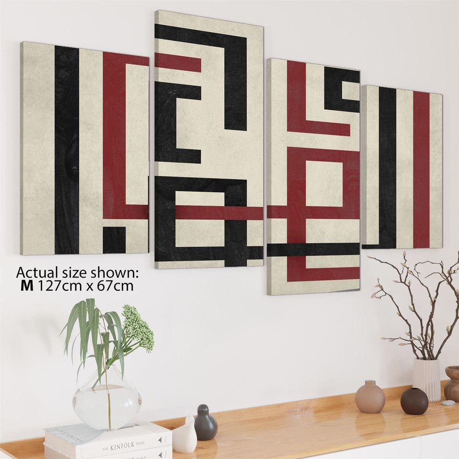 Abstract Red Black & White Graphic Canvas Art Pictures