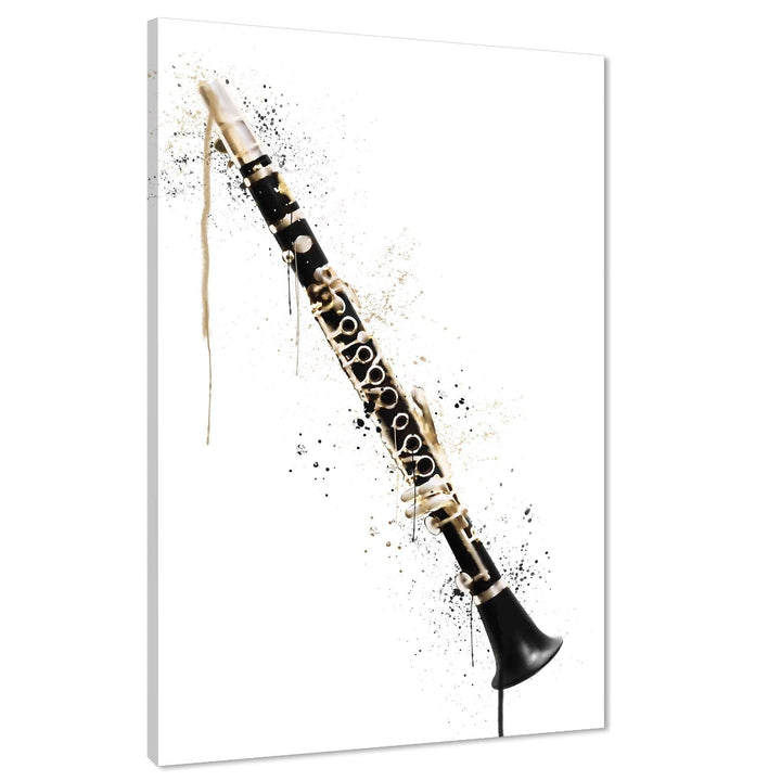 Clarinet Canvas Wall Art Print Black and White Music Themed - 1RP1047M