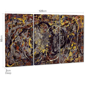 Abstract Multicoloured Cream Jackson Pollock Inspired Style Splash Painting Canvas Wall Art Print