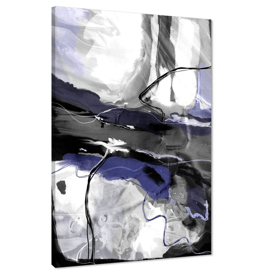 Abstract Blue Grey Artwork Framed Wall Art Picture