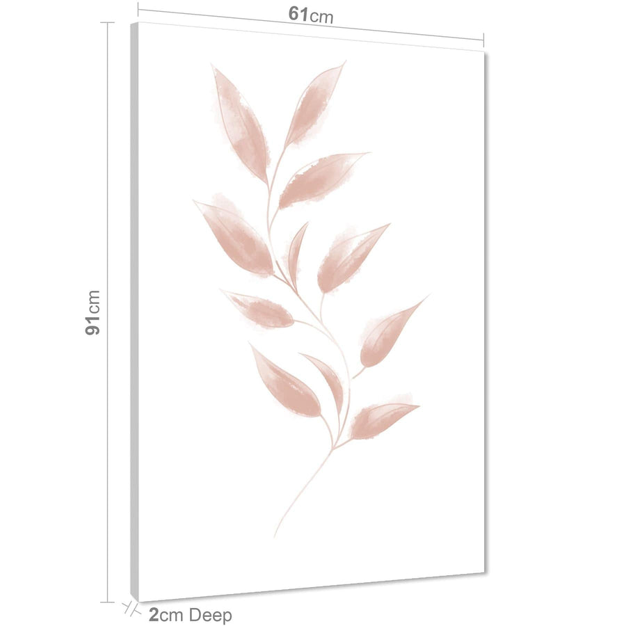 Blush Pink Vine Leaves Floral Canvas Art Prints