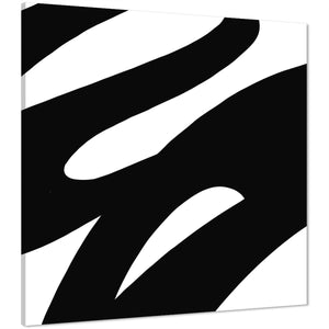 Abstract Black and White Swoosh Brushstrokes Canvas Art Prints