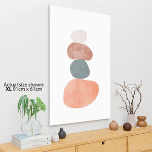 Abstract Coral Grey Stones Canvas Wall Art Picture