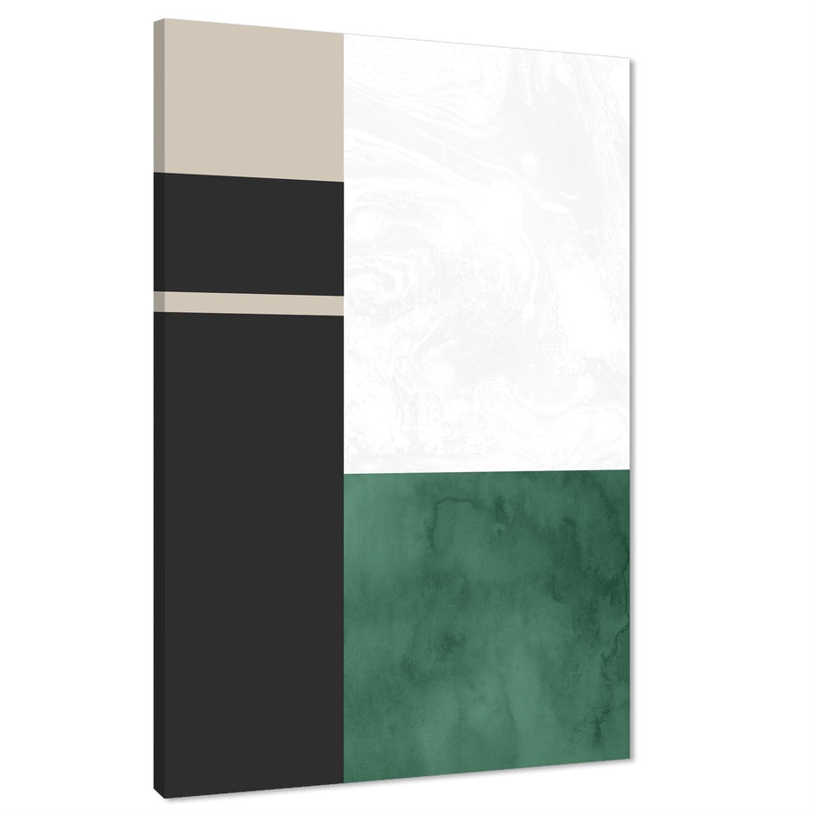 Abstract Green Grey Watercolour Canvas Wall Art Picture