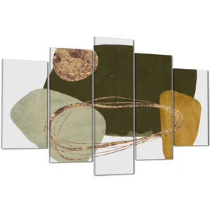 Abstract Sage Green Gold Painting Canvas Wall Art Picture