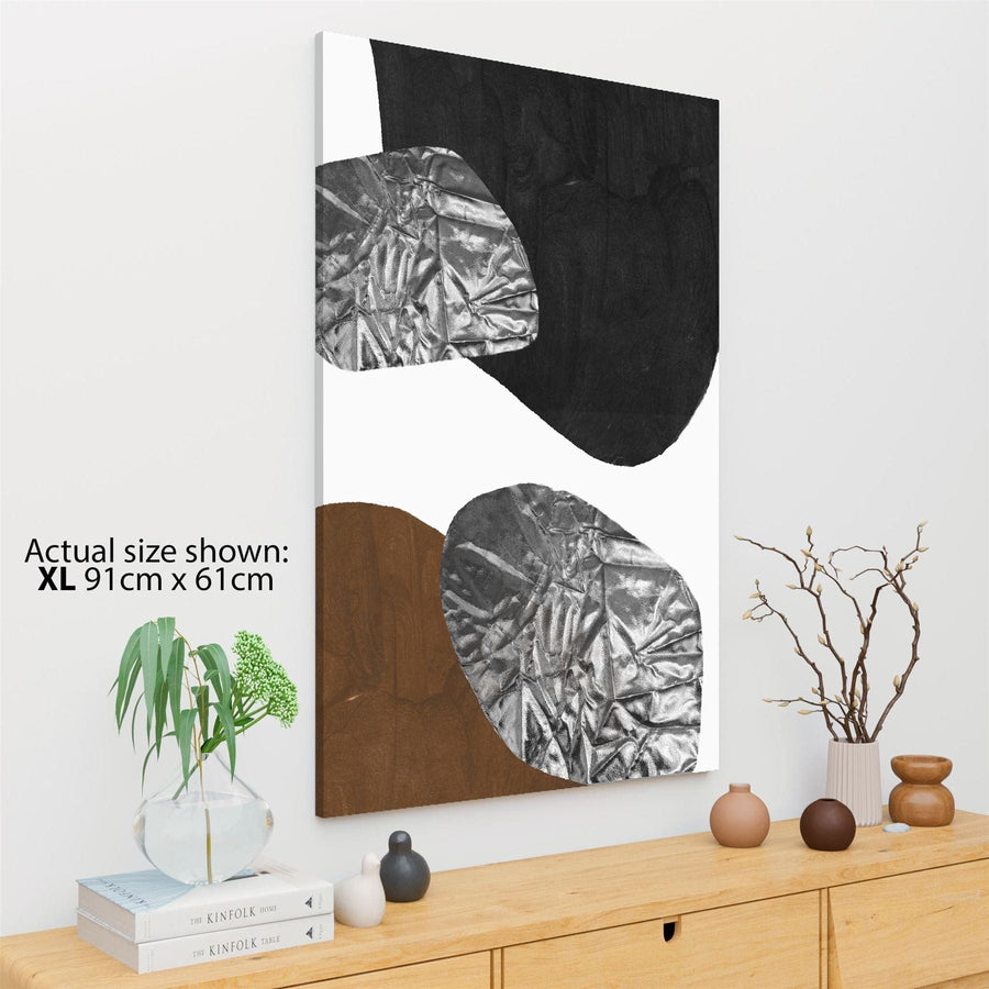 Abstract Brown Black Grey Design Framed Wall Art Print