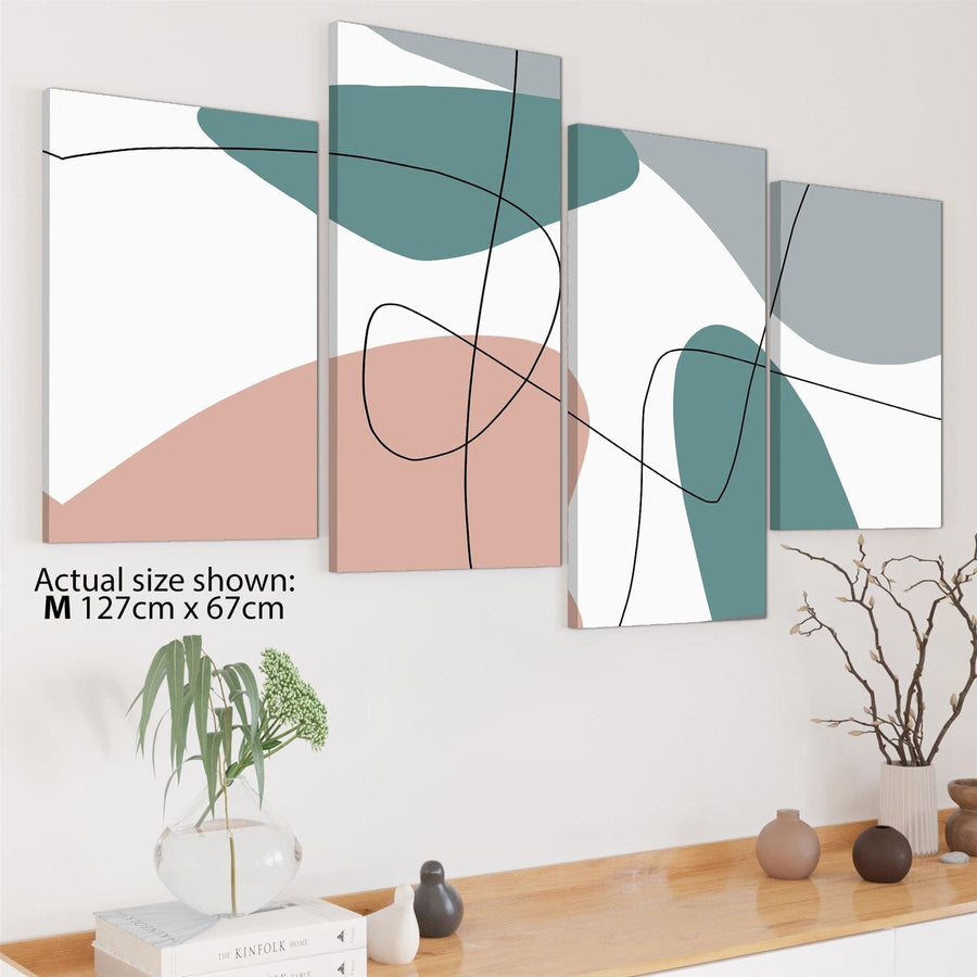 Abstract Blush Pink Teal Graphic Canvas Wall Art Print