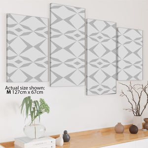 Grey White Geometric Illustration Canvas Wall Art Picture