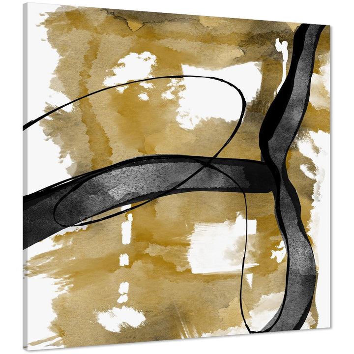 Abstract Yellow Black Graphic Canvas Wall Art Picture - 1894