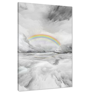 Rainbow In The Clouds Canvas Art Pictures Multi Coloured Grey